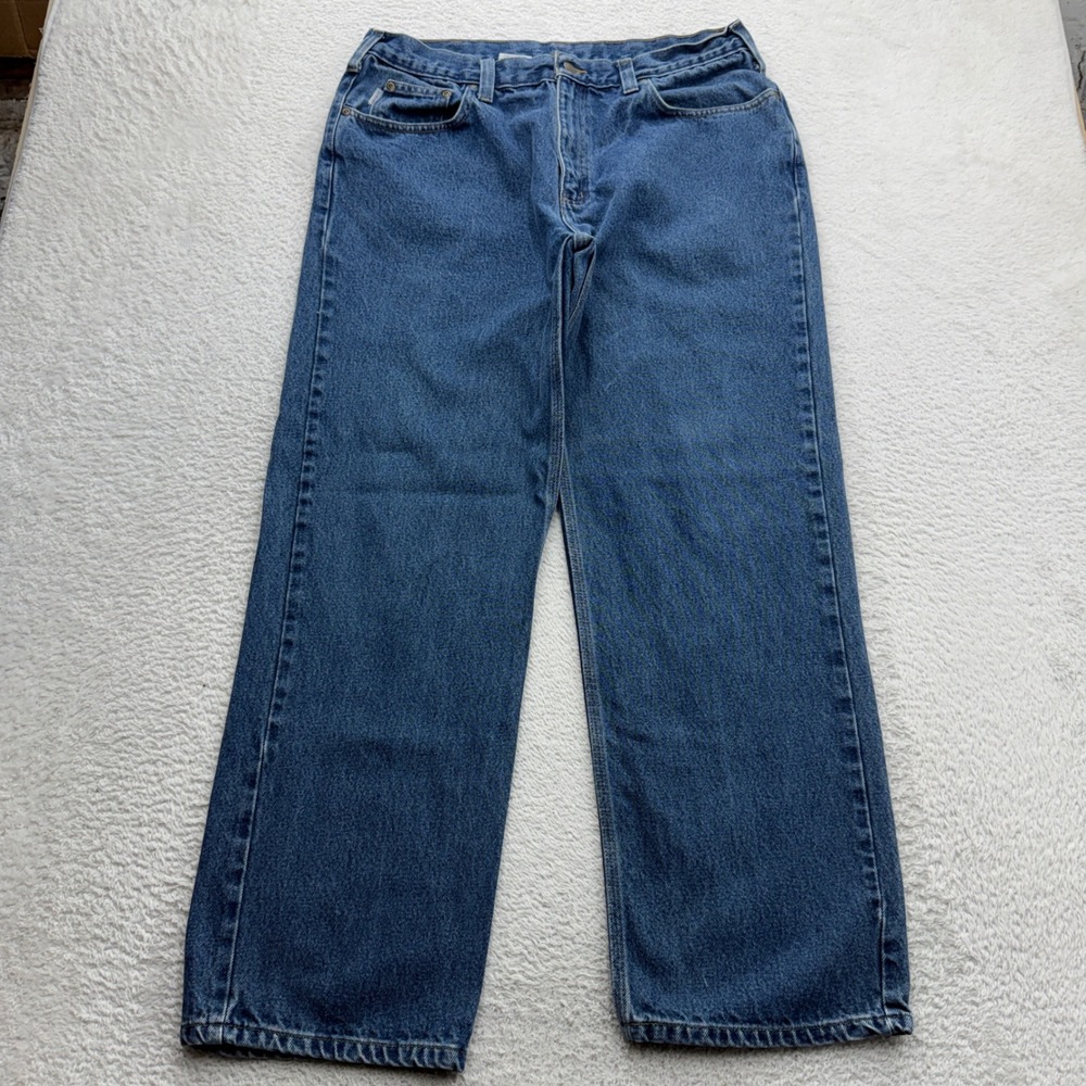 Carhartt B460 DVB Mens Relaxed Fit Straight Leg Blue Denim Jeans 38x32